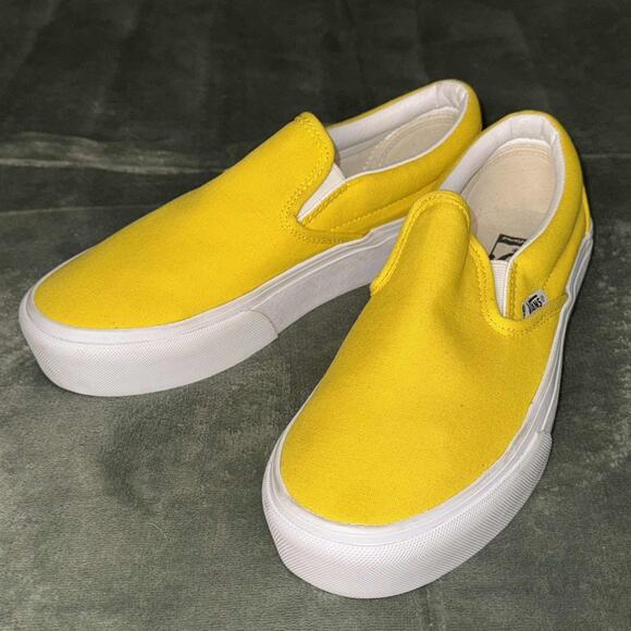 Vans Platform Customs Cyber Yellow Slip-On Wide Fit Skate Shoes Unisex W8.5/M7 - Picture 1 of 6